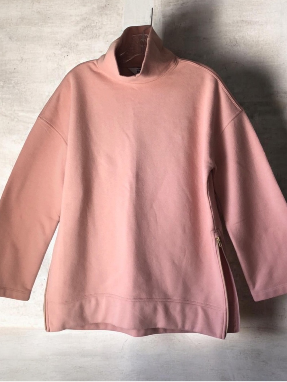 JoyLab Dusty Pink Turtleneck Fleece Pullover with Gold Side Zips!